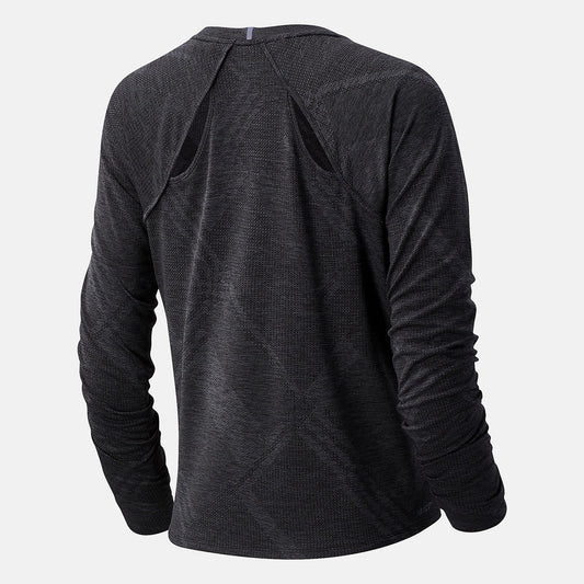 NYC Marathon Q Speed Fuel Jacquard Long Sleeve | New Balance Clothing Black Heather - Women