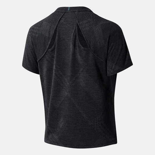 NYC Marathon Q Speed Fuel Jacquard Short Sleeve | New Balance Clothing Black Heather - Women