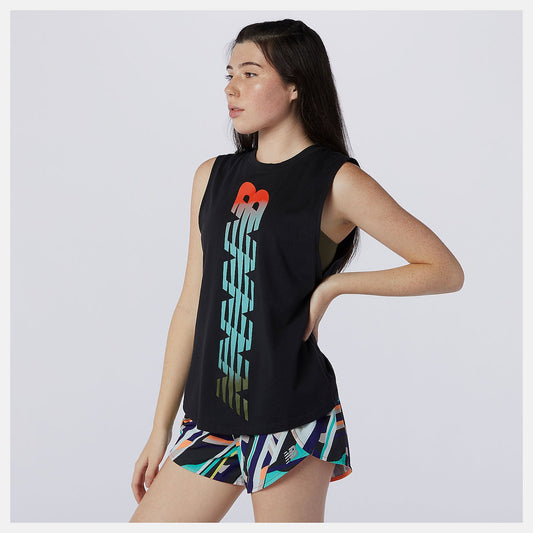 Relentless Cinched Back Graphic Tank | New Balance Clothing Black - Women
