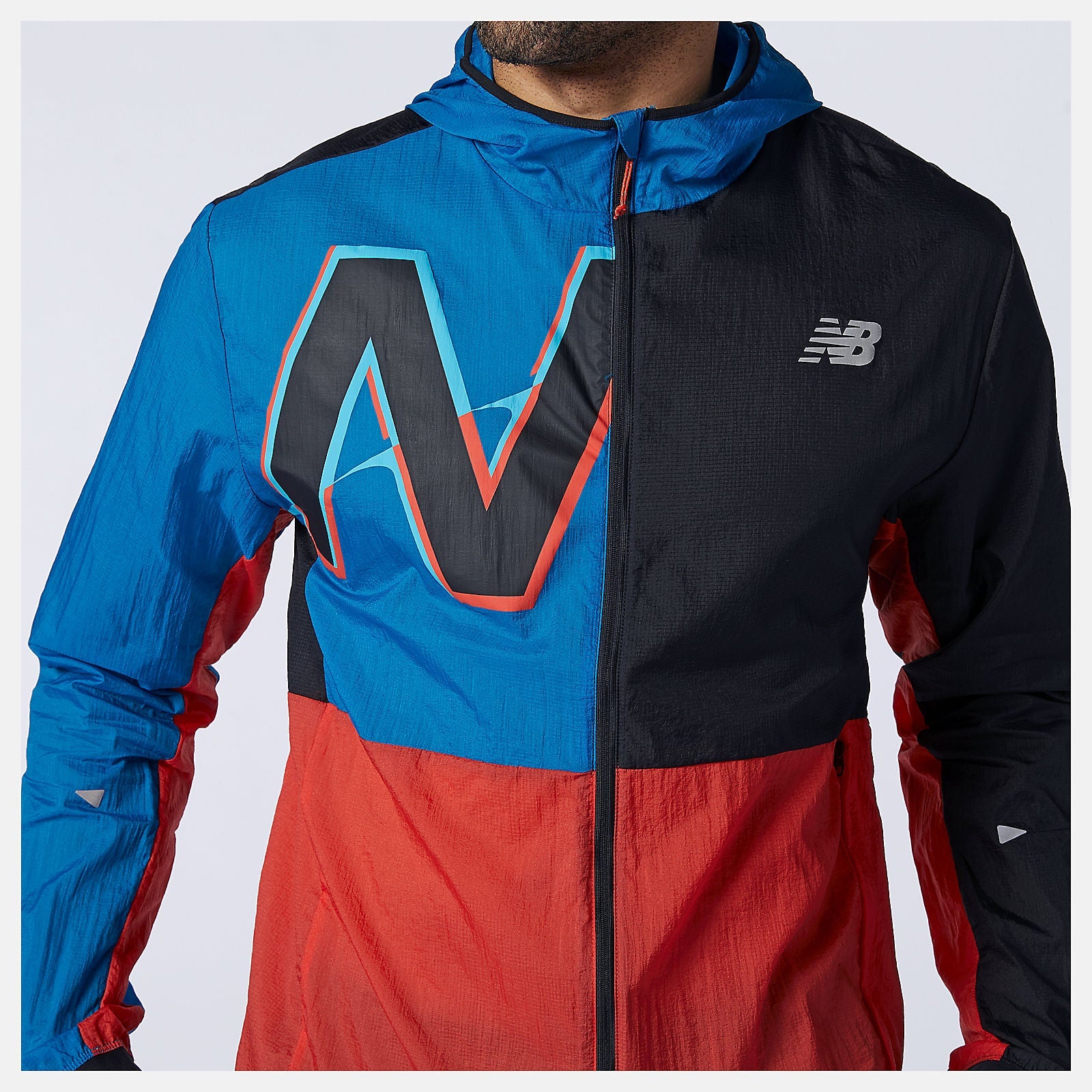 Printed Impact Run Light Pack Jacket | New Balance Clothing Black/Wave Blue - Men