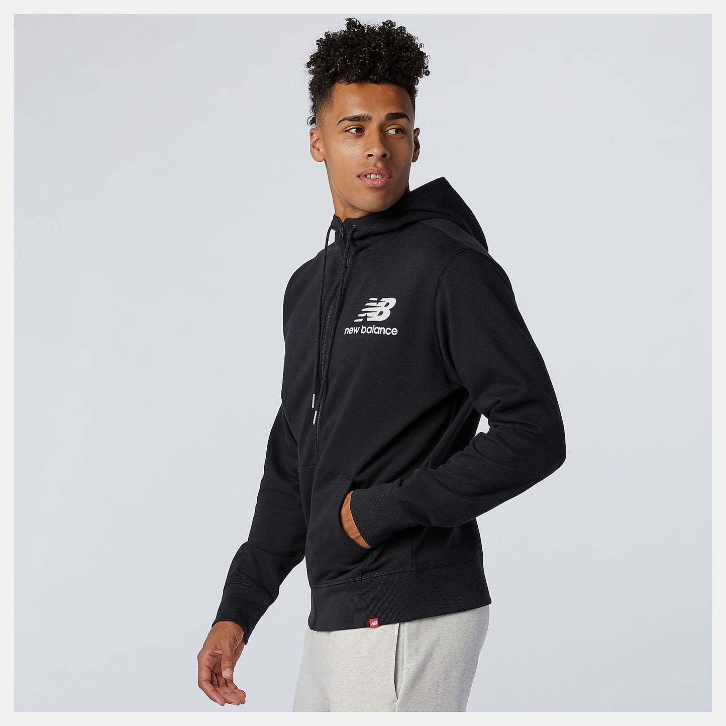 NB Essentials Stacked Full Zip Hoodie | New Balance Clothing Black - Men