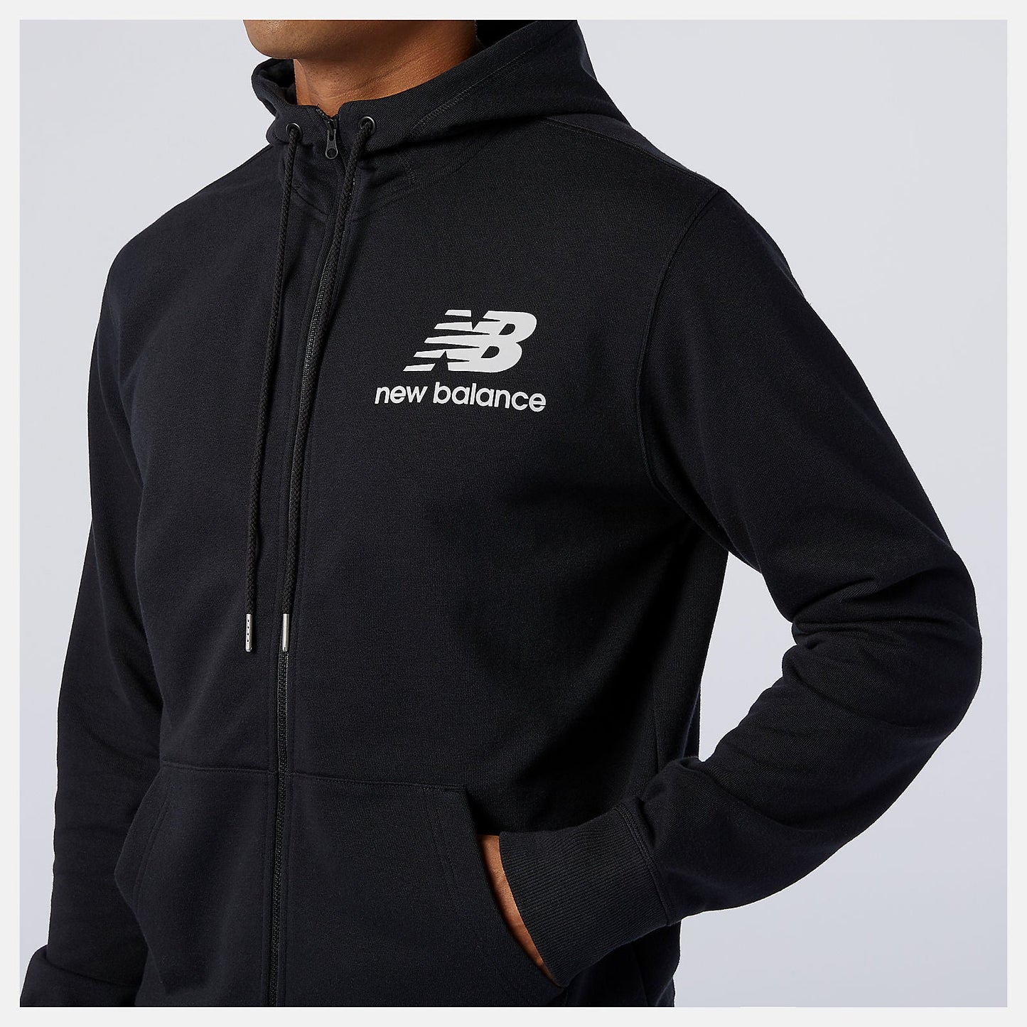 NB Essentials Stacked Full Zip Hoodie | New Balance Clothing Black - Men