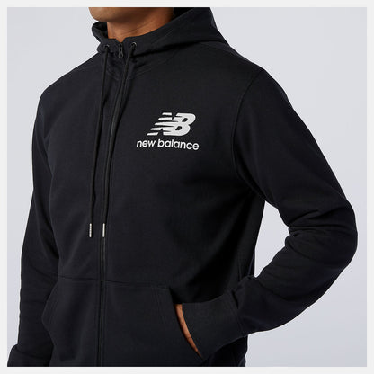 NB Essentials Stacked Full Zip Hoodie | New Balance Clothing Black - Men