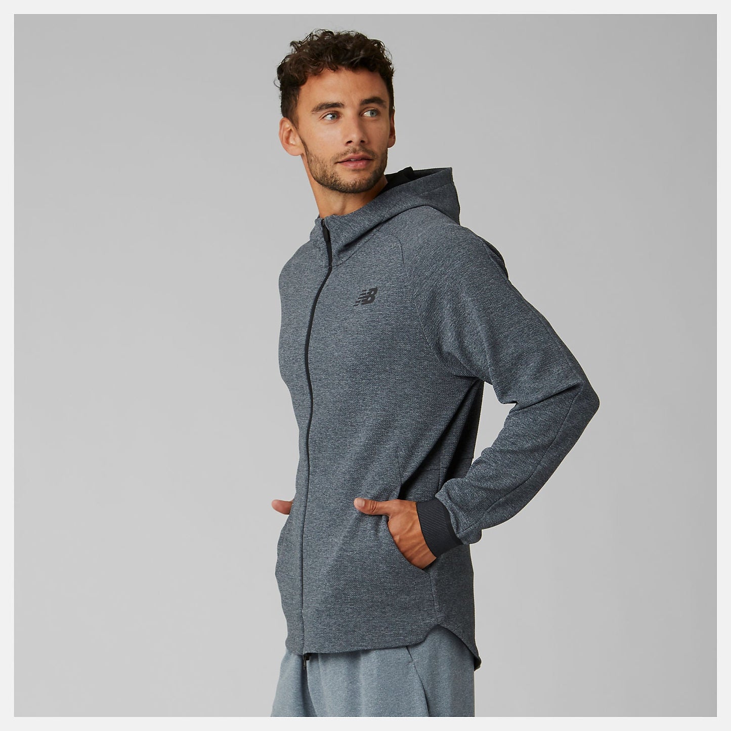 NB Basketball Finisher Full Zip | New Balance Clothing Athletic Grey/Black and White - Men