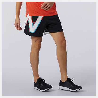 Printed Impact Run 5 Inch Short | New Balance Clothing Wave Blue - Men