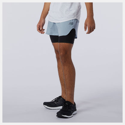 Q Speed Fuel 2 in 1 5 Inch Short | New Balance Clothing Light Slate - Men