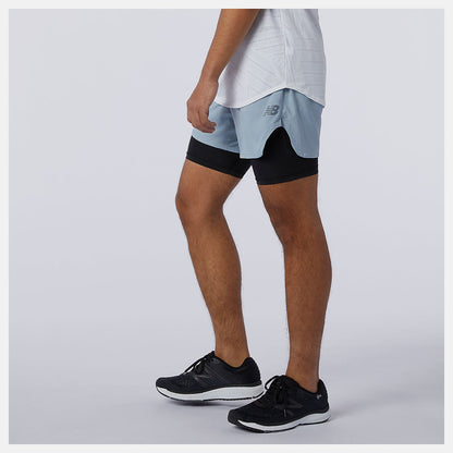 Q Speed Fuel 2 in 1 5 Inch Short | New Balance Clothing Light Slate - Men