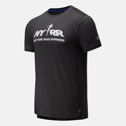 RFL Printed Impact Run Short Sleeve | New Balance Clothing Black Heather - Men