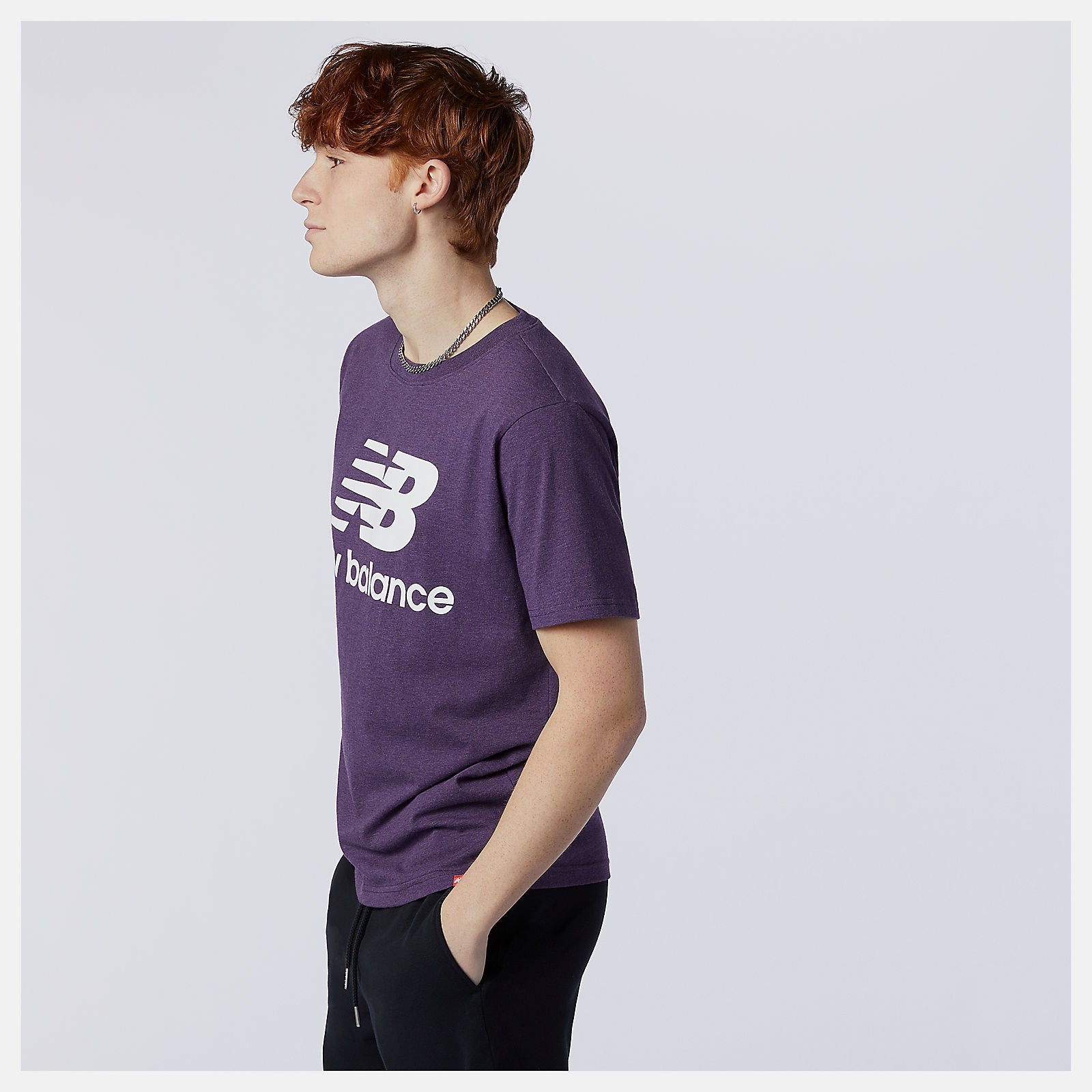 Essentials Stacked Logo Tee | New Balance Clothing Prism Purple - Men