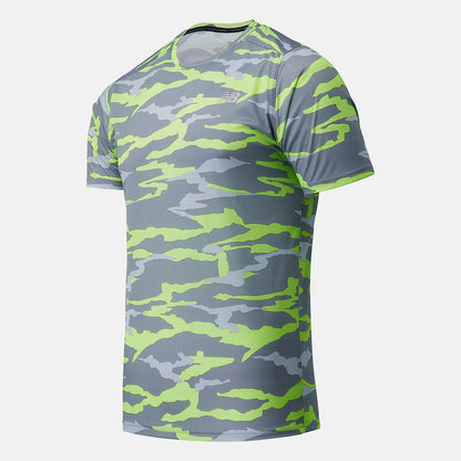 Printed Accelerate Short Sleeve | New Balance Clothing Bleached Lime Glo/Outerspace - Men