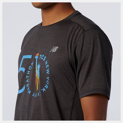 NYC Marathon Impact Run Short Sleeve | New Balance Clothing Black Heather - Men