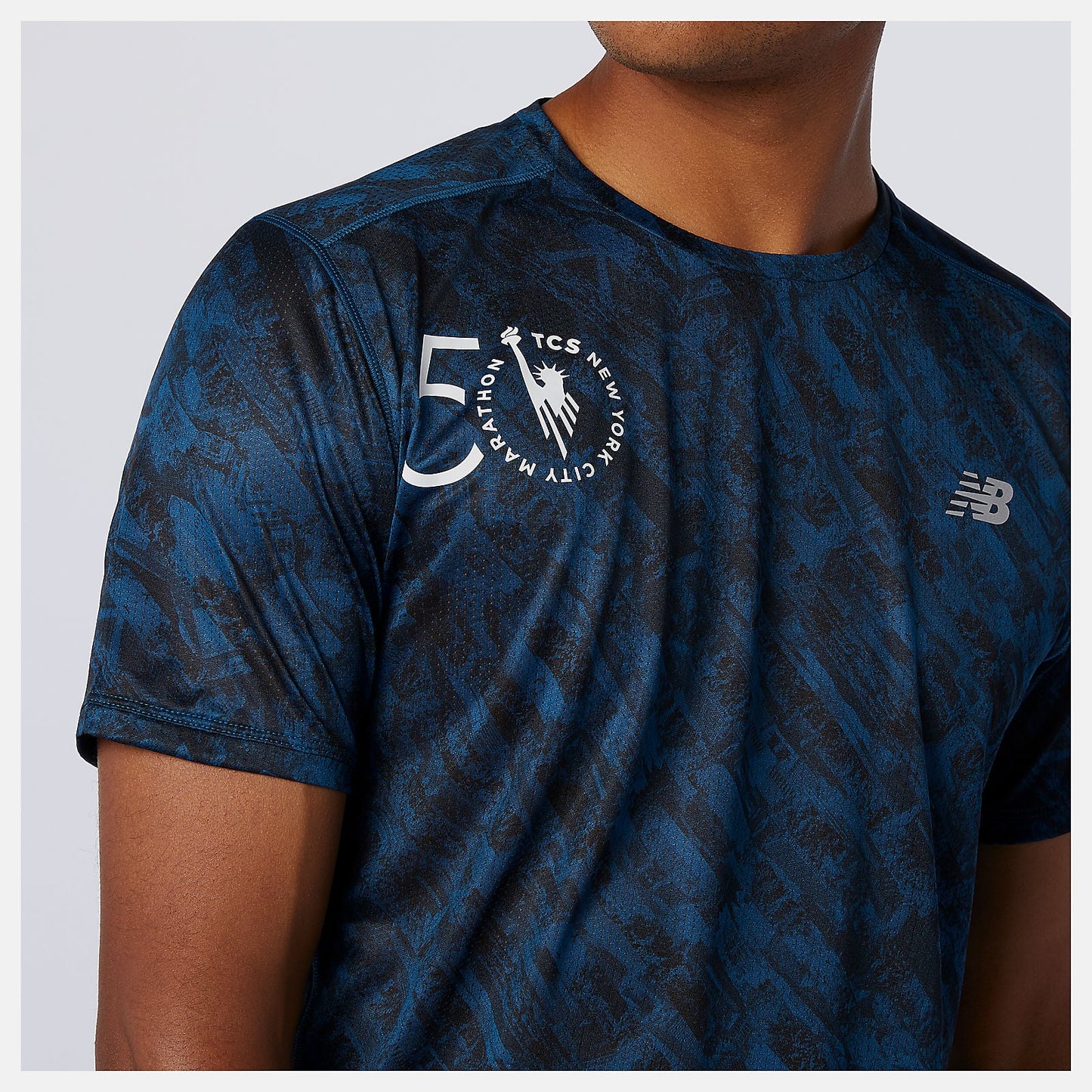 NYC Marathon Printed Impact Run Short Sleeve | New Balance Clothing Rogue Wave - Men