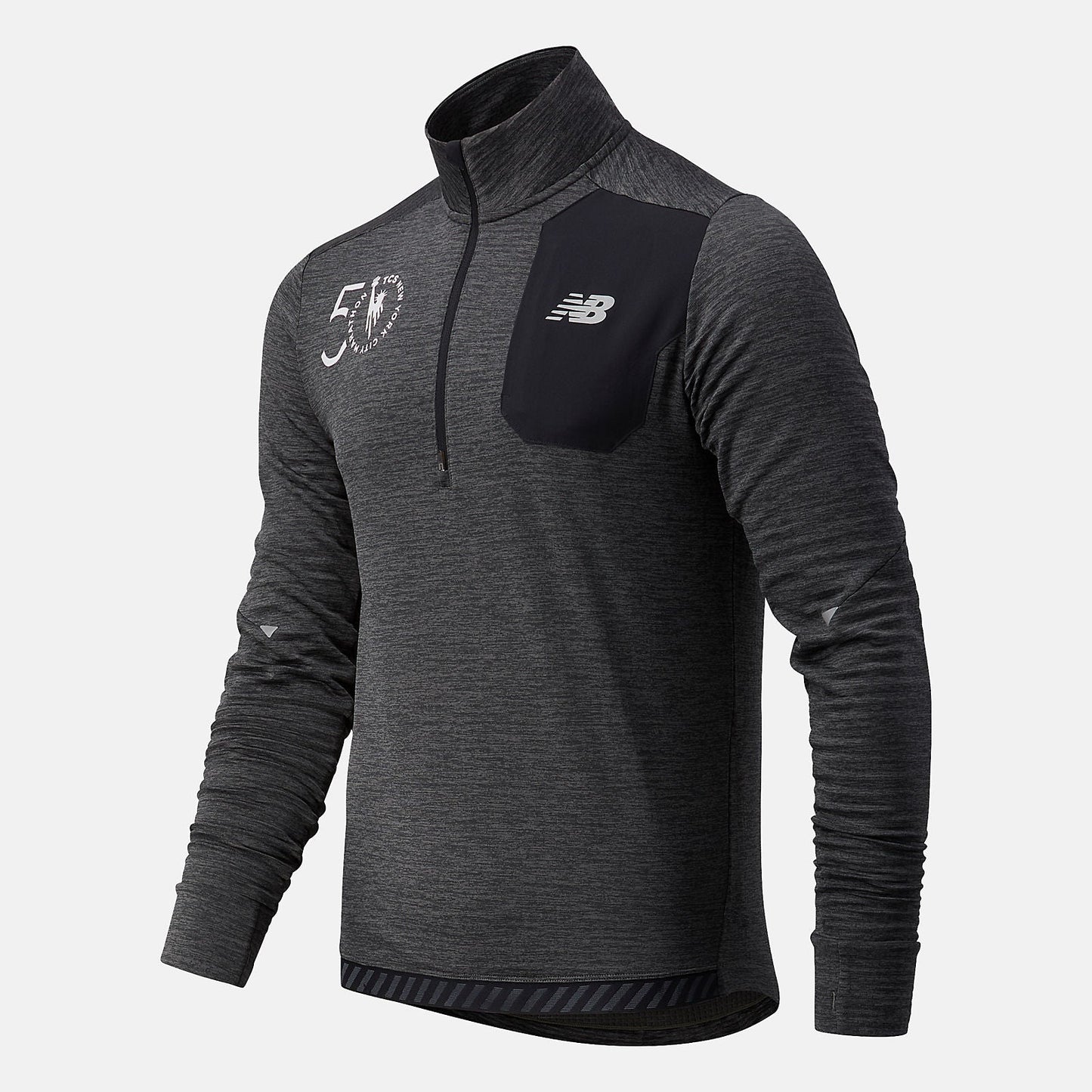 NYC Marathon Impact Run Grid Back Half Zip | New Balance Clothing Heather Charcoal - Men