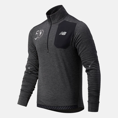NYC Marathon Impact Run Grid Back Half Zip | New Balance Clothing Heather Charcoal - Men