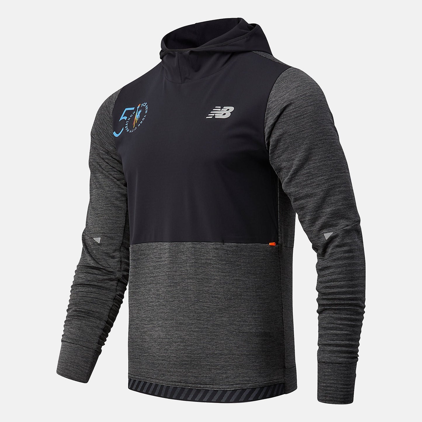 NYC Marathon Impact Run Grid Back Hoodie | New Balance Clothing Heather Charcoal - Men
