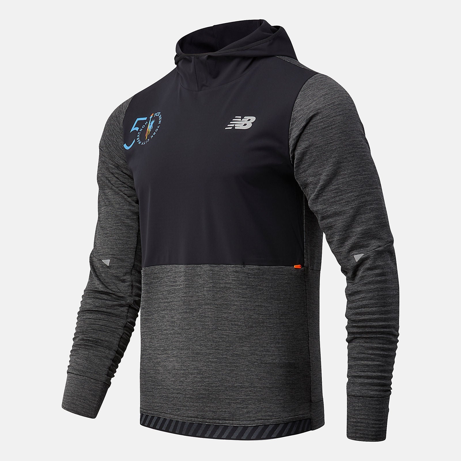 NYC Marathon Impact Run Grid Back Hoodie | New Balance Clothing Heather Charcoal - Men