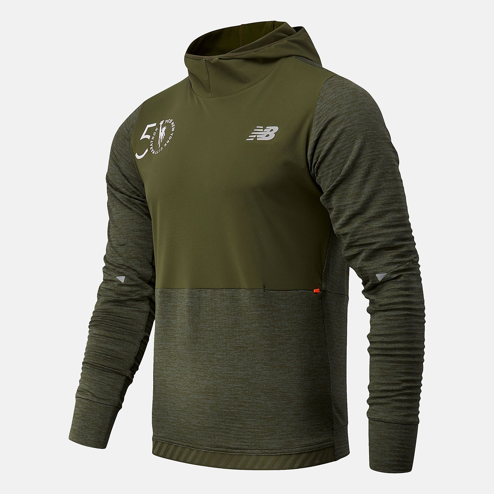 NYC Marathon Impact Run Grid Back Hoodie | New Balance Clothing Oak Leaf Green - Men