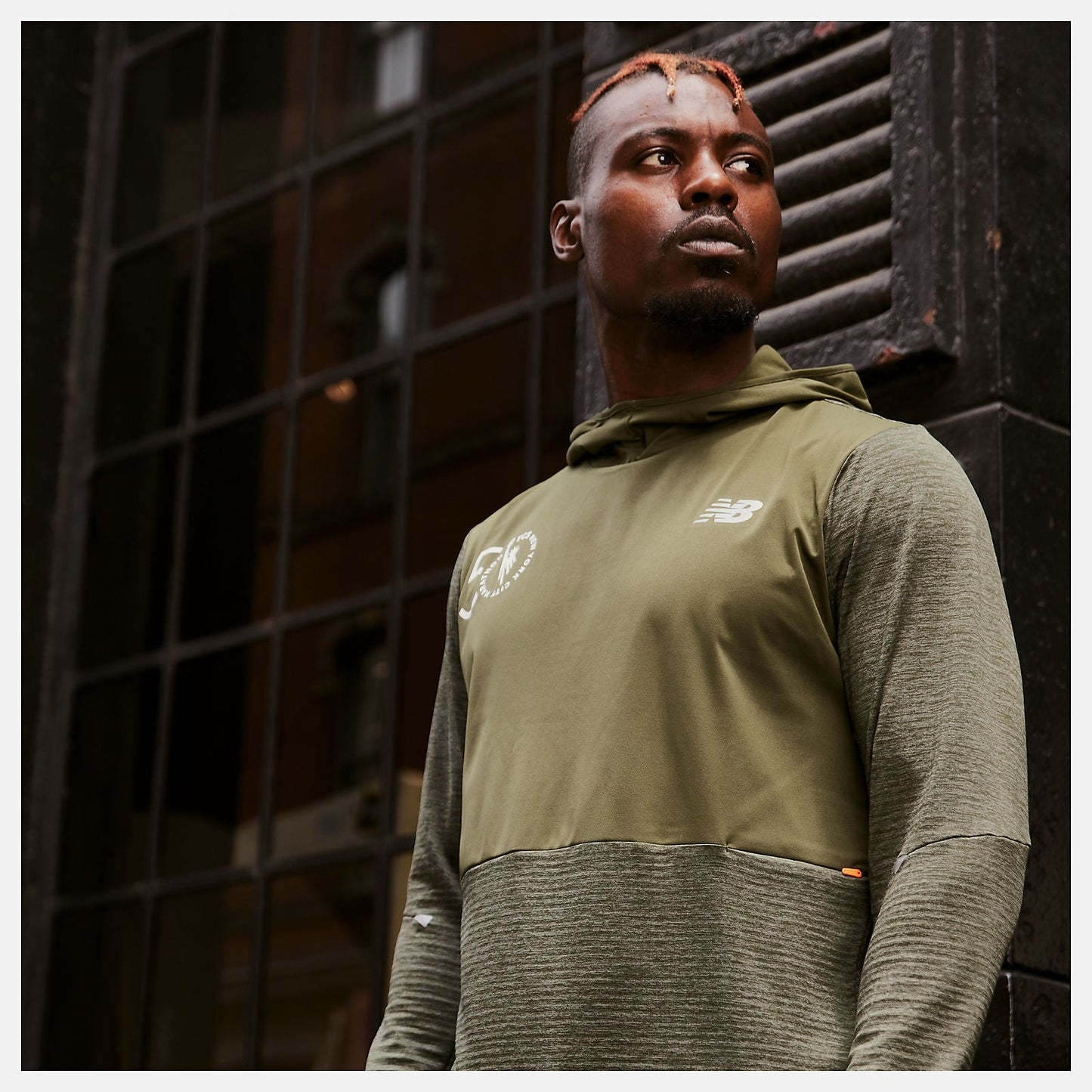 NYC Marathon Impact Run Grid Back Hoodie | New Balance Clothing Oak Leaf Green - Men