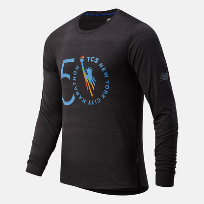 NYC Marathon Q Speed Fuel Jacquard Long Sleeve | New Balance Clothing Black Heather - Men