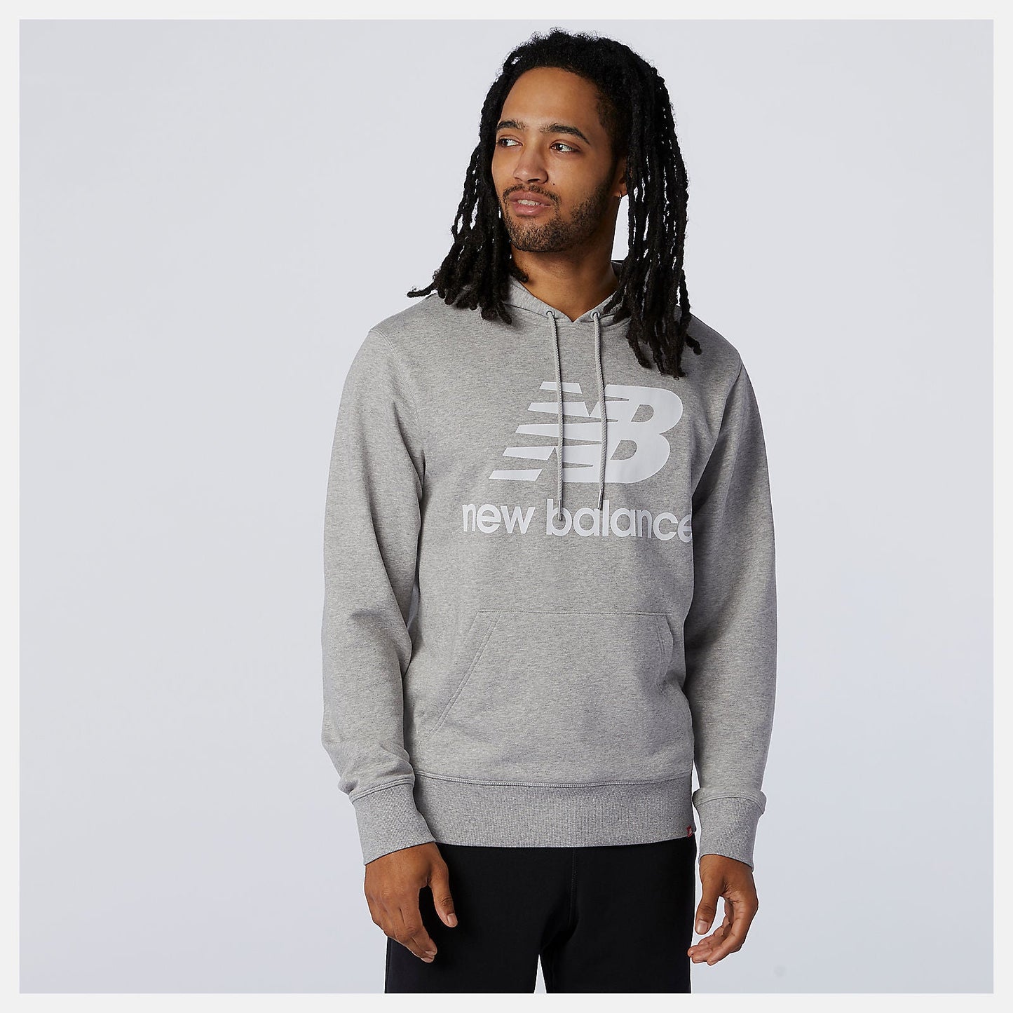 NB Essentials Stacked Logo Po Hoodie | New Balance Clothing Athletic Grey - Men