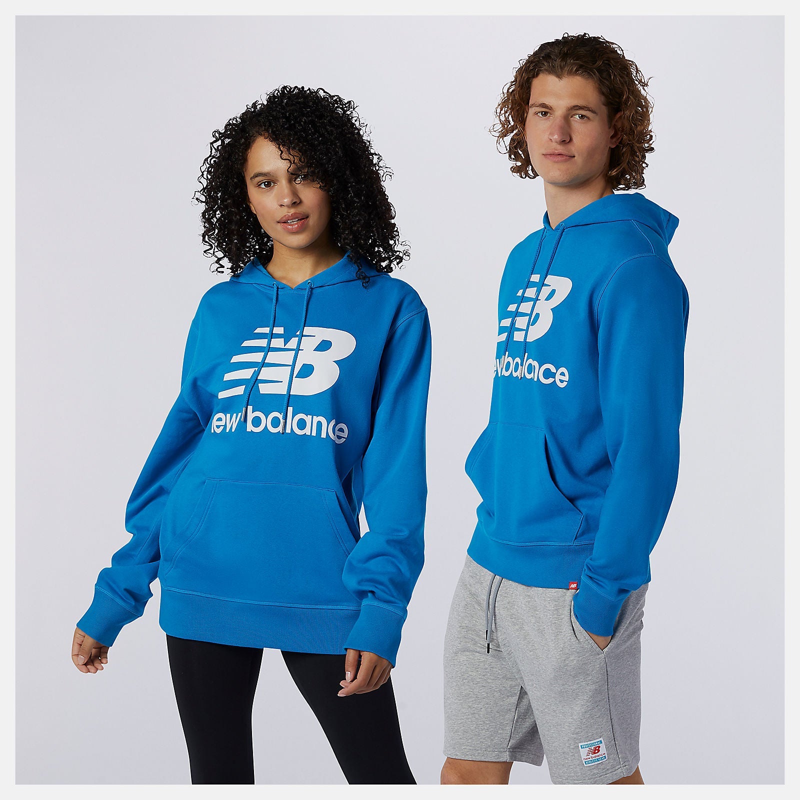 NB Essentials Stacked Logo Po Hoodie | New Balance Clothing Wave Blue - Men