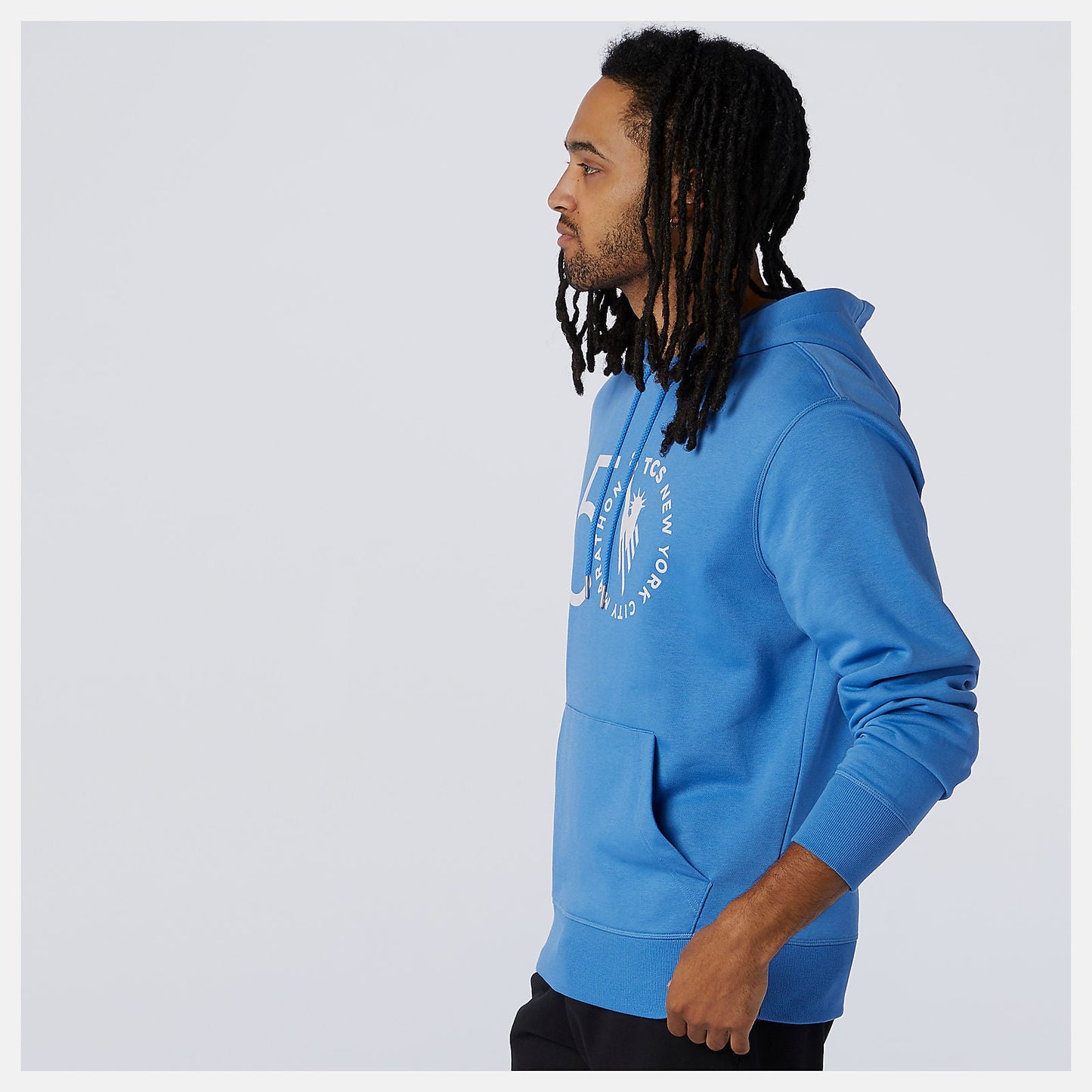 NYC Marathon Essentials Stacked Logo Po Hoodie | New Balance Clothing Faded Cobalt - Men