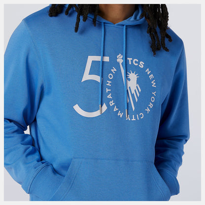 NYC Marathon Essentials Stacked Logo Po Hoodie | New Balance Clothing Faded Cobalt - Men