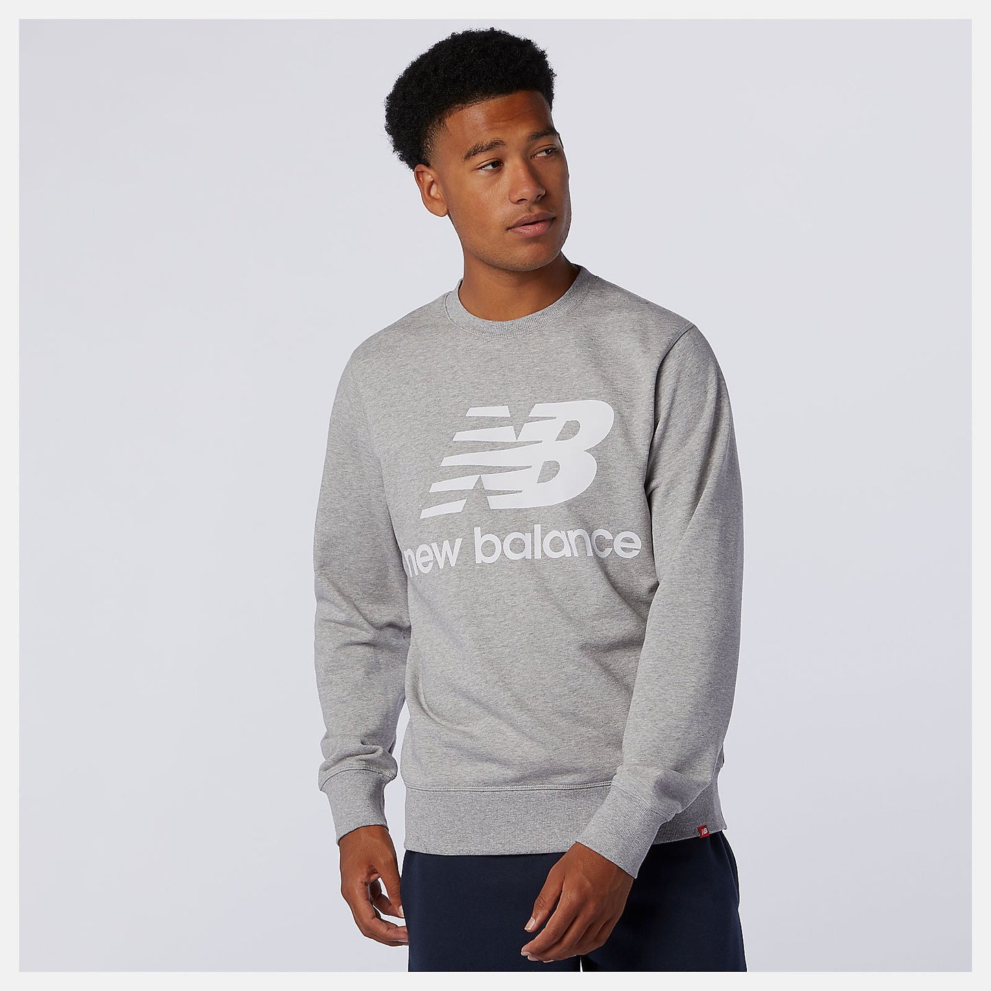NB Essentials Stacked Logo Crew | New Balance Clothing Athletic Grey - Men