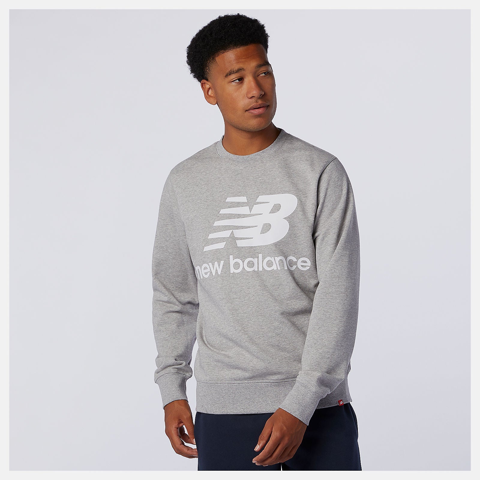 NB Essentials Stacked Logo Crew | New Balance Clothing Athletic Grey - Men