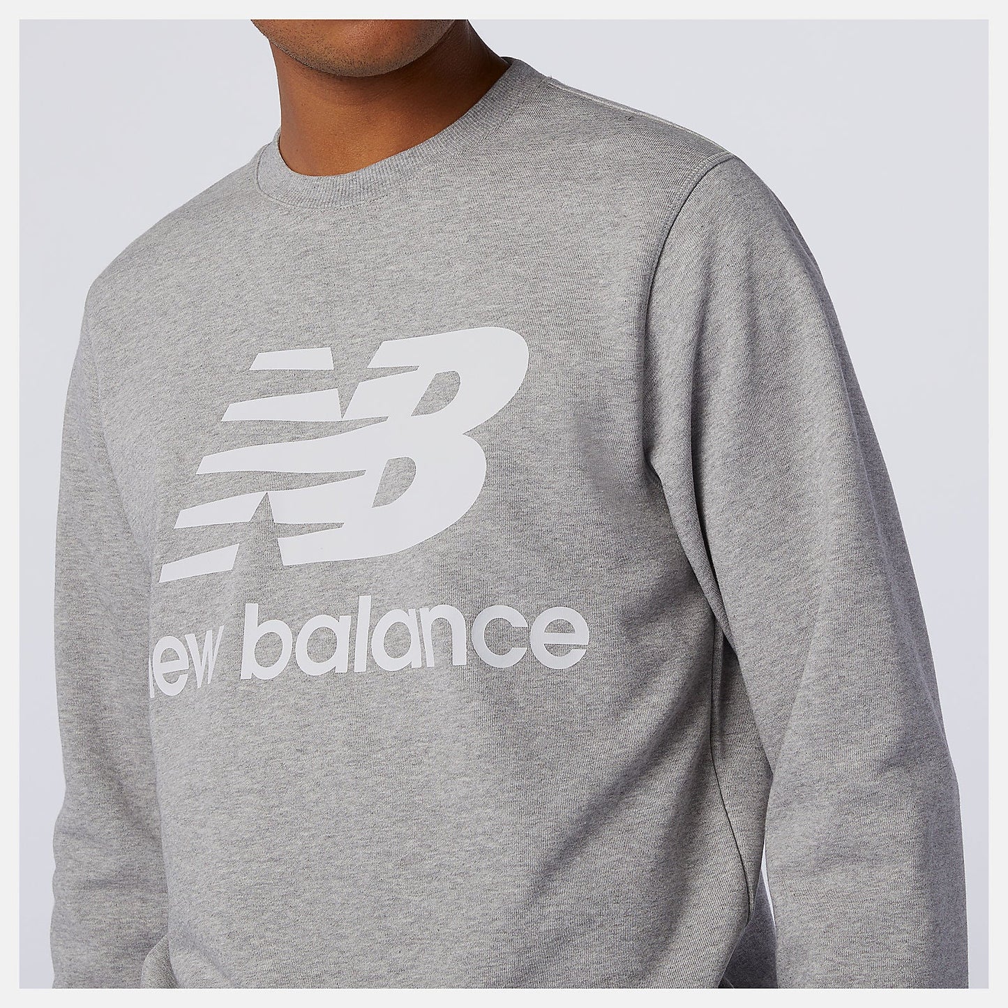 NB Essentials Stacked Logo Crew | New Balance Clothing Athletic Grey - Men