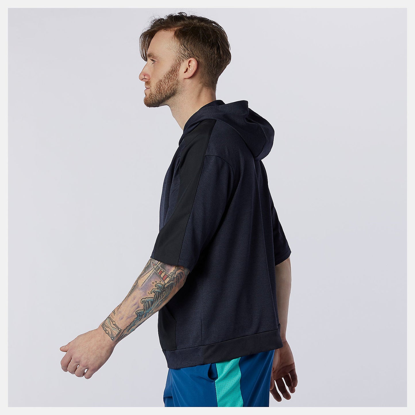 Tenacity Lightweight Knit Short Sleeve Hoodie | New Balance Clothing Eclipse Heather - Men