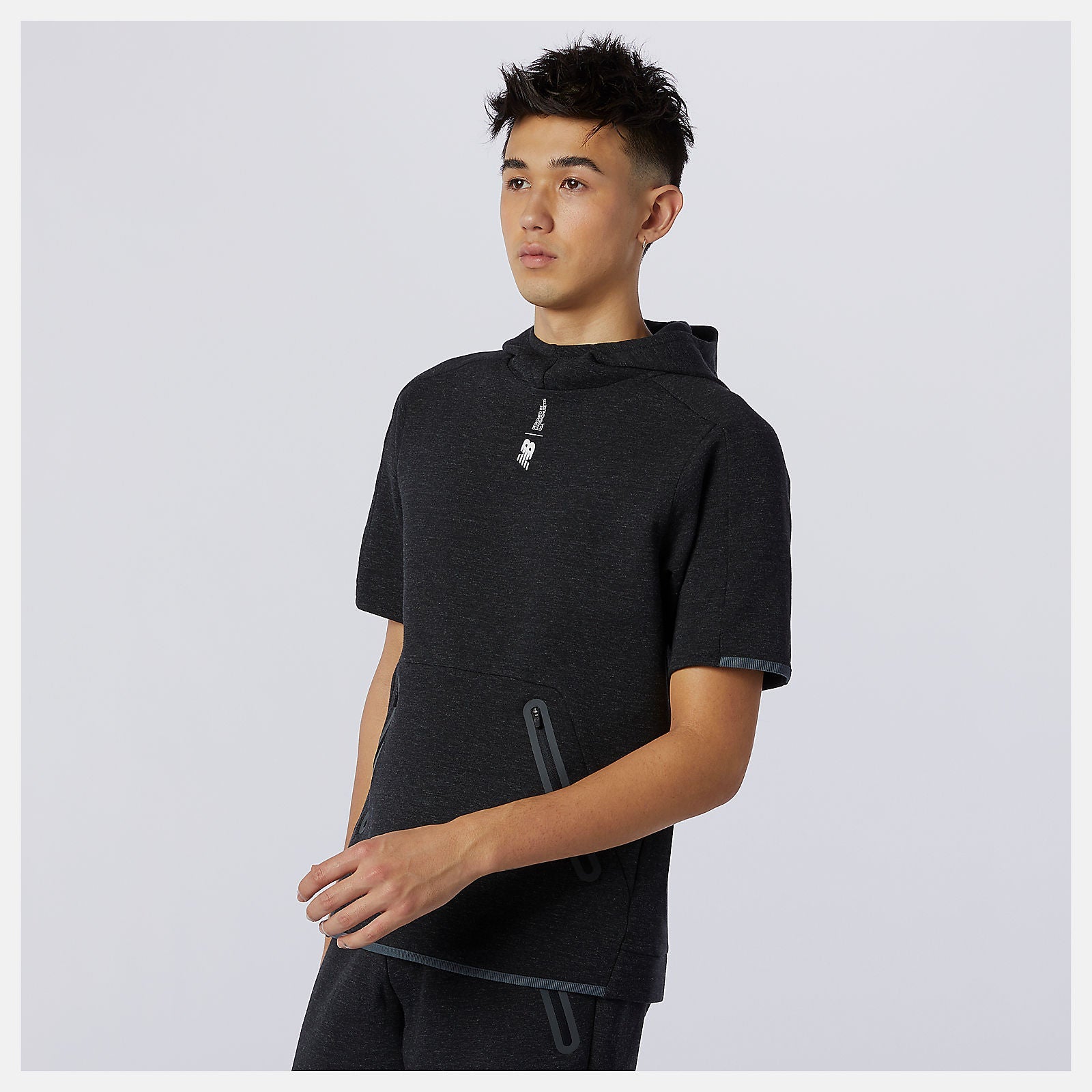 Fortitech Fleece Short Sleeve Hoodie | New Balance Clothing Black Heather - Men