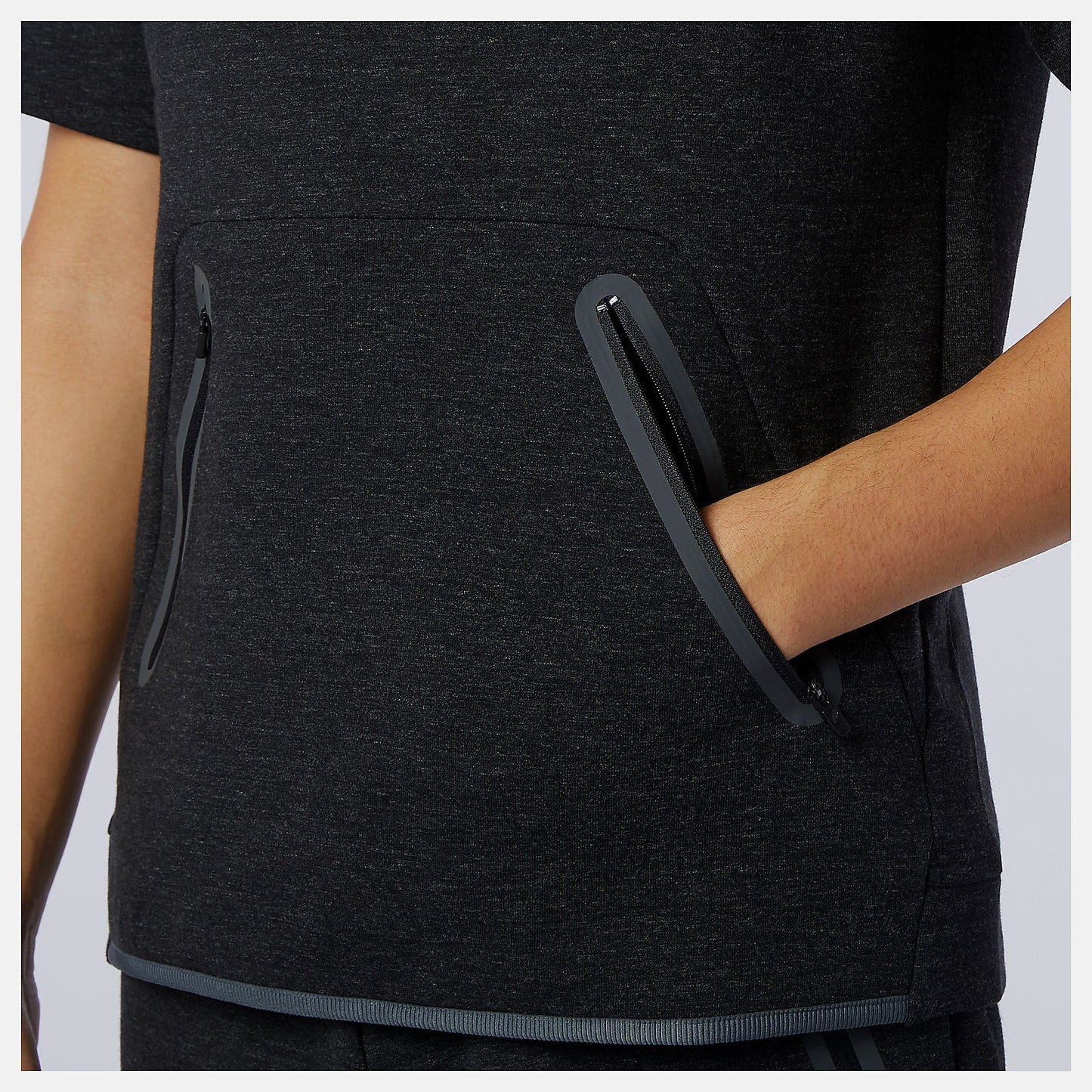 Fortitech Fleece Short Sleeve Hoodie | New Balance Clothing Black Heather - Men