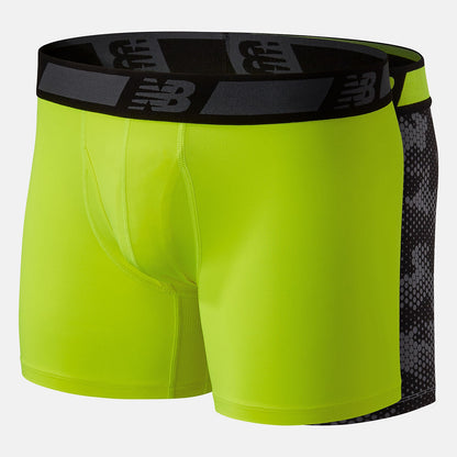 NB Dry 6 Inch Boxer Brief 2 Pack | New Balance Accessories Hi Lite/Black Print - Men