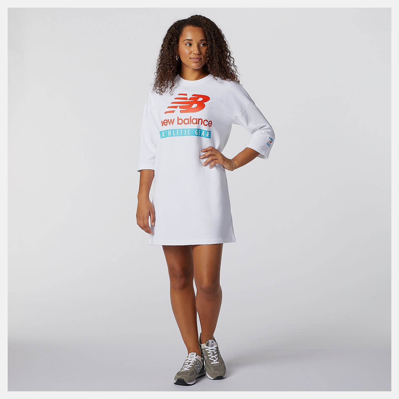 NB Essentials Field Day Crew Fleece Dress | New Balance Clothing White - Women