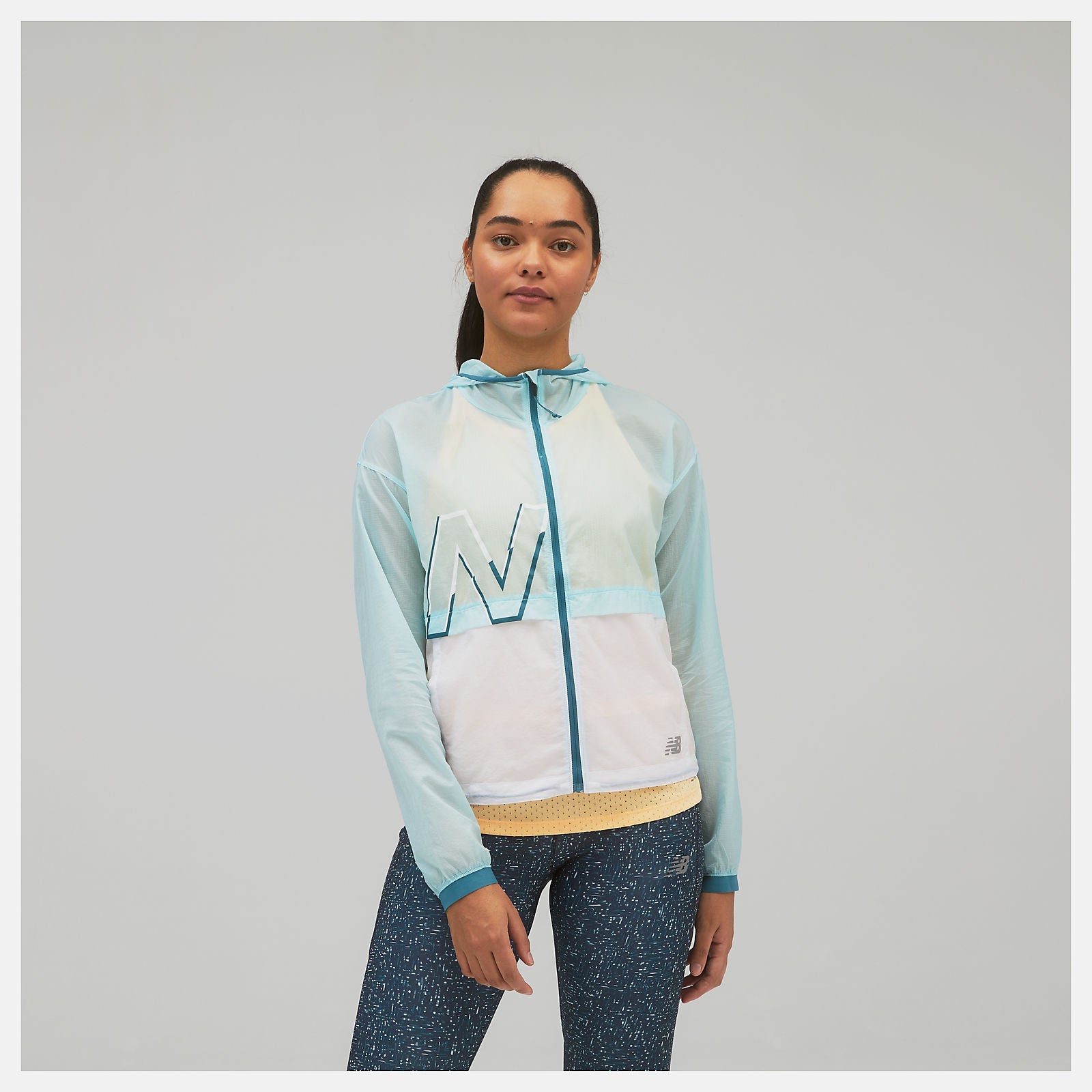 Printed Impact Run Light Pack Jacket | New Balance Clothing Pale Blue - Women