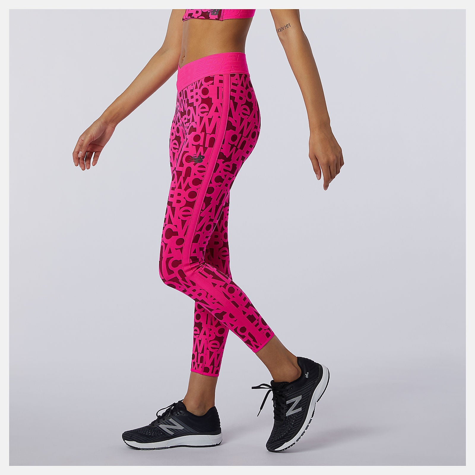 Relentless Printed High Rise 7/8 Tight | New Balance Clothing Pink Glo - Women