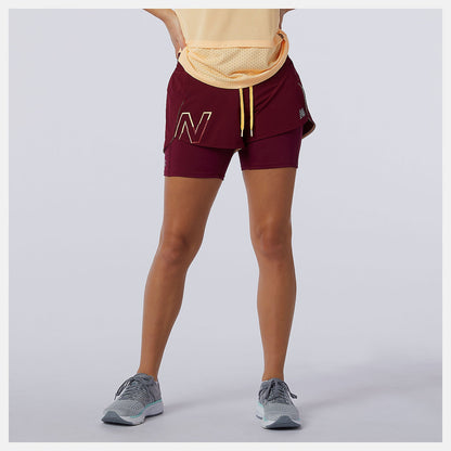 Printed Impact Run 2 In 1 Short | New Balance Clothing Garnet - Women