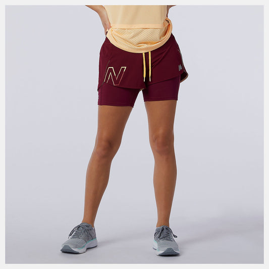 Printed Impact Run 2 In 1 Short | New Balance Clothing Garnet - Women