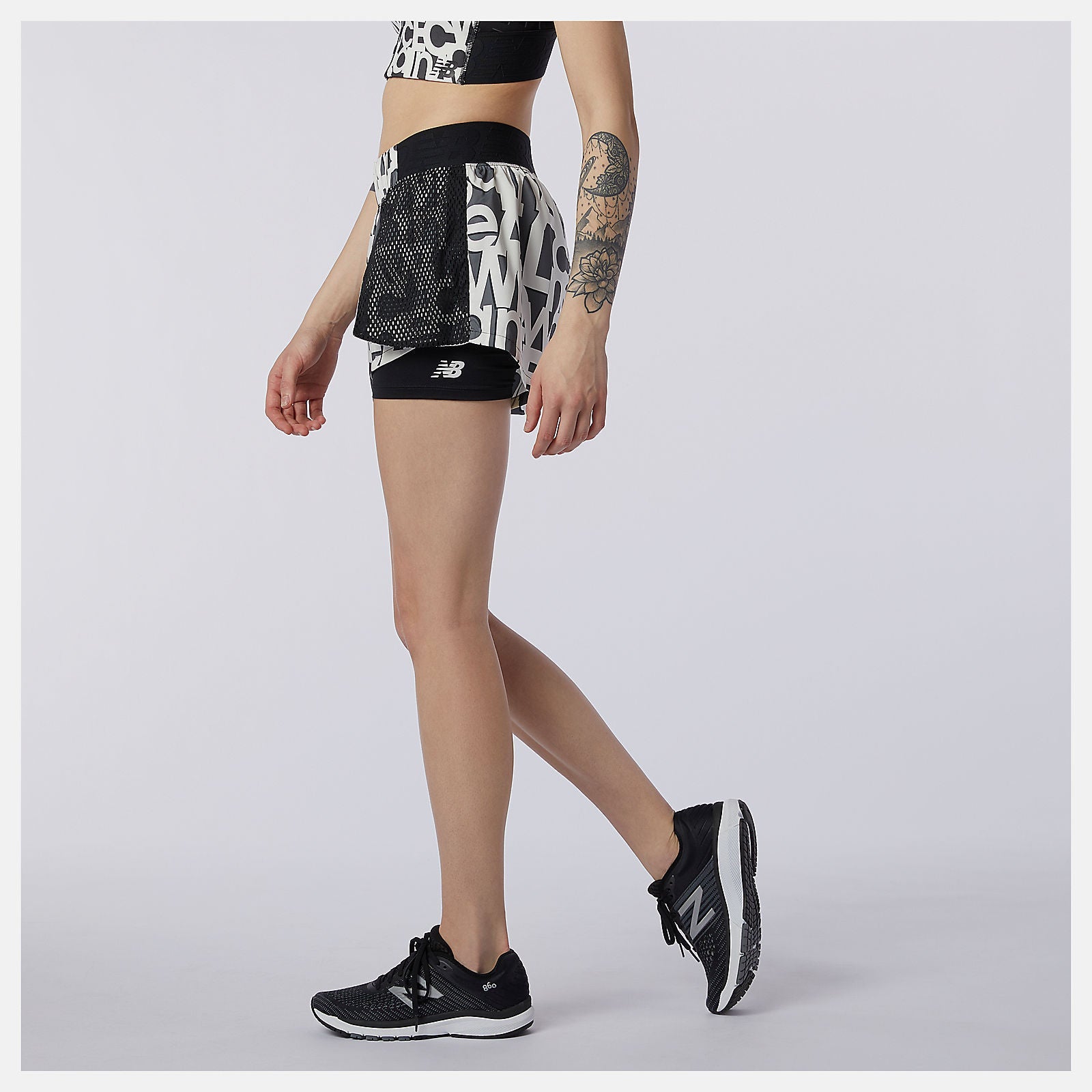 Relentless 2 In 1 Short Printed | New Balance Clothing Black/White - Women