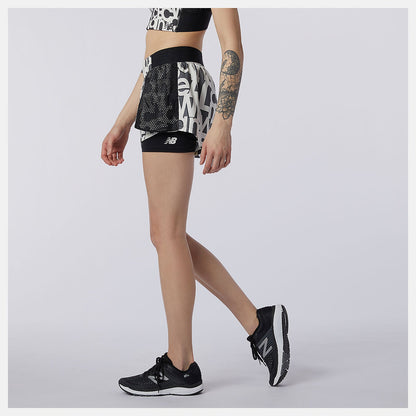 Relentless 2 In 1 Short Printed | New Balance Clothing Black/White - Women
