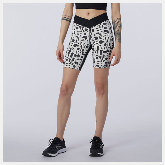 Relentless Printed Fitted Short | New Balance Clothing Black/White - Women