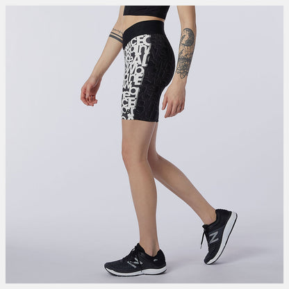 Relentless Printed Fitted Short | New Balance Clothing Black/White - Women