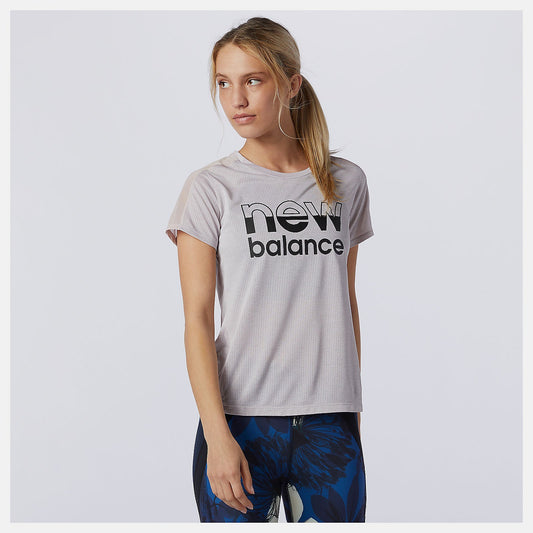Printed Impact Run Short Sleeve | New Balance Clothing Logwood Heather - Women