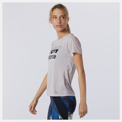 Printed Impact Run Short Sleeve | New Balance Clothing Logwood Heather - Women