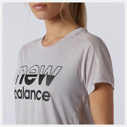Printed Impact Run Short Sleeve | New Balance Clothing Logwood Heather - Women