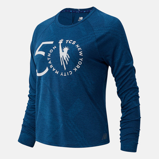 NYC Marathon Q Speed Fuel Jacquard Long Sleeve | New Balance Clothing Rogue Wave - Women