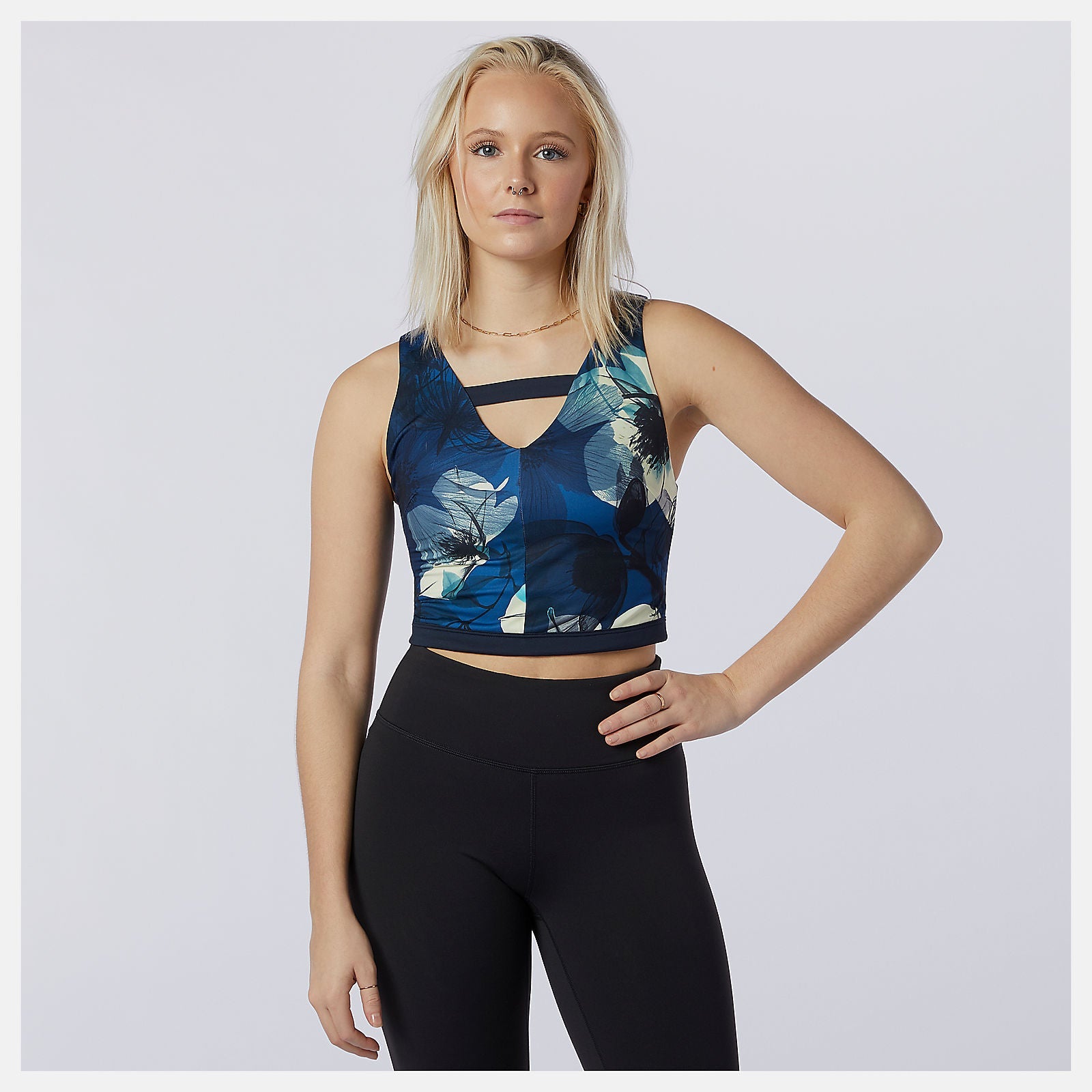 Transform NBSleek Printed Crop Top | New Balance Clothing Blue - Women