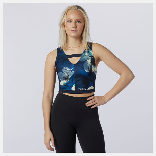Transform NBSleek Printed Crop Top | New Balance Clothing Blue - Women