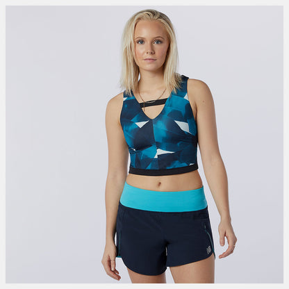 Transform NBSleek Printed Crop Top | New Balance Clothing Deep Sky - Women
